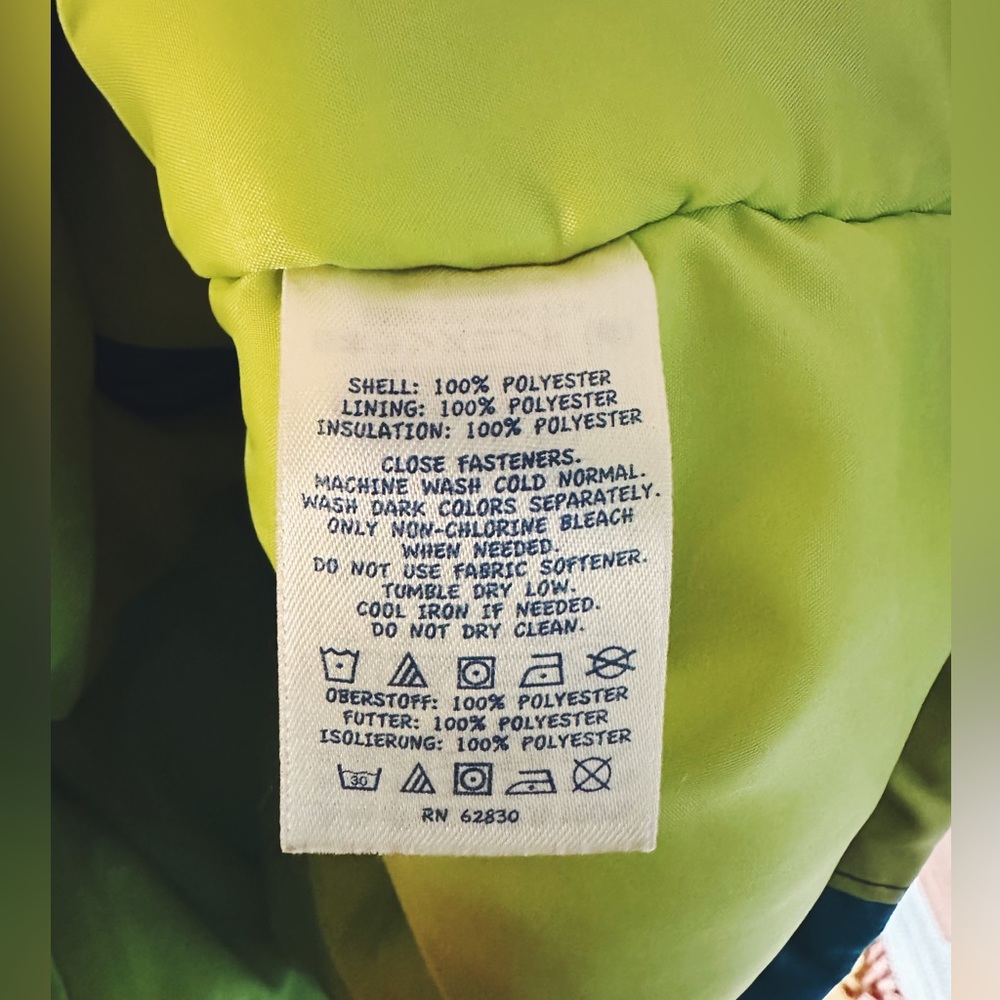 Lands End Teal and Neon Winter Hooded Jacket - Picture 5 of 7